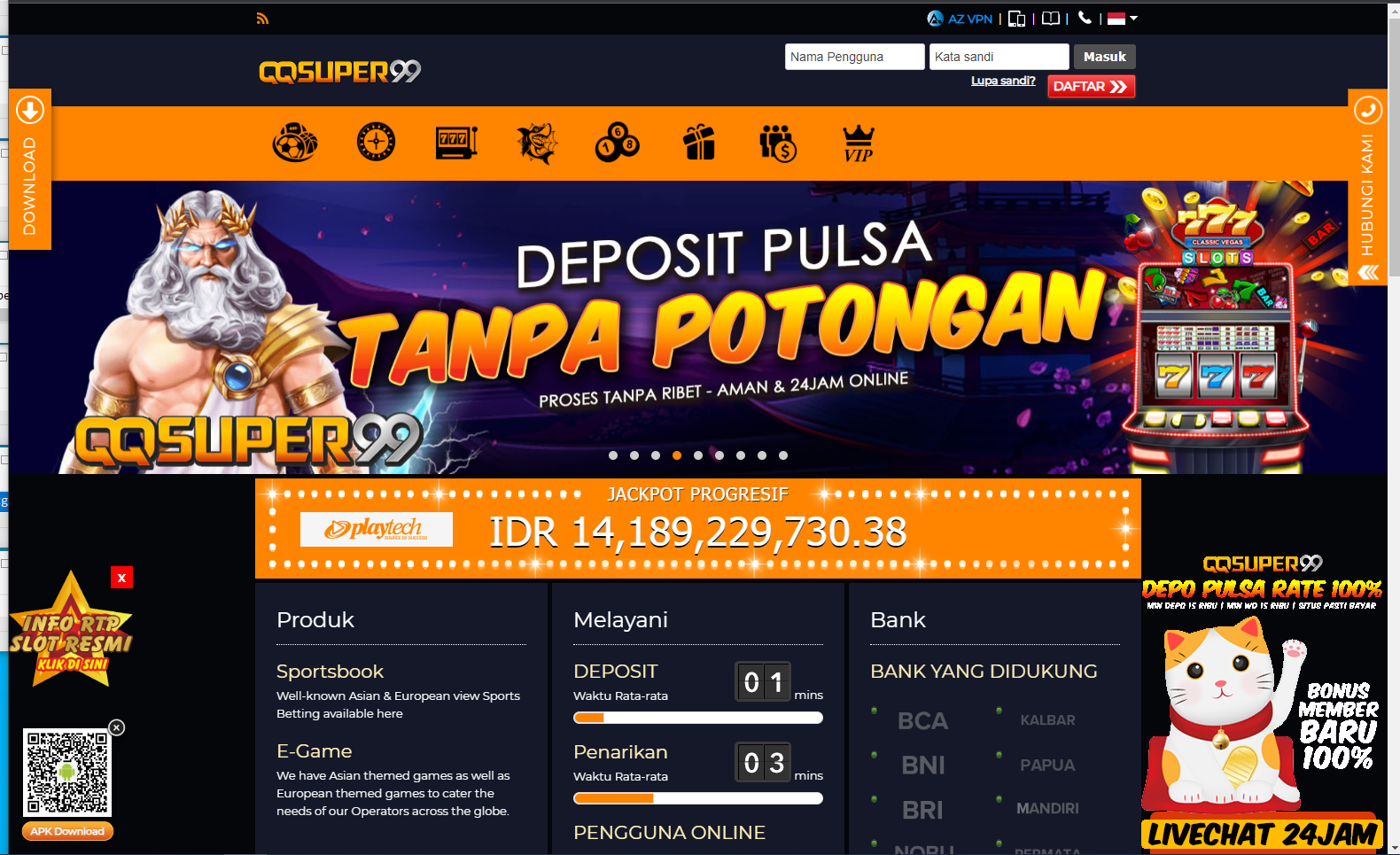 QQSUPER99 Slot Judi Online Deposit Pulsa Tanpa Potongan Terpercaya