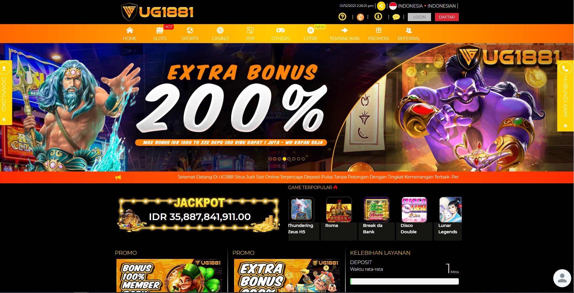 UG1881 Situs Slot Online Gacor Terpercaya Deposit Pulsa Tanpa Potongan